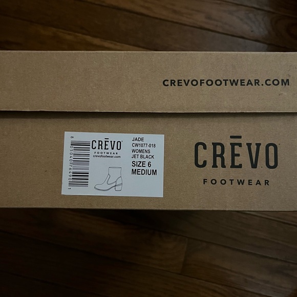 Crevo Jet Black Jade Leather Block Heel Bootie Women’s Size 6 - Picture 10 of 11